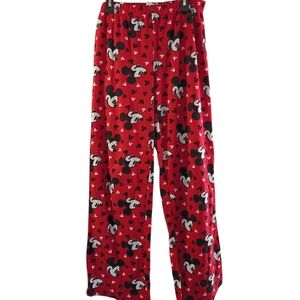 Disney Mickey Mouse Fleece Sleepware Lounge Cozy Pajama Pants Red Women's M 8/10